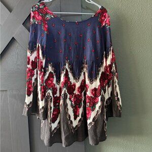 Free People Falling Tapestry Floral Rose Babydoll Dress